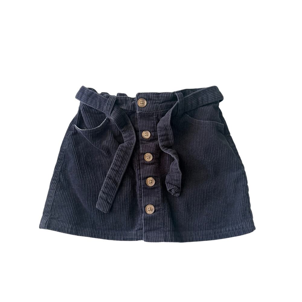 Wallflower Navy Blue Corduroy Skirt Button Front Belted